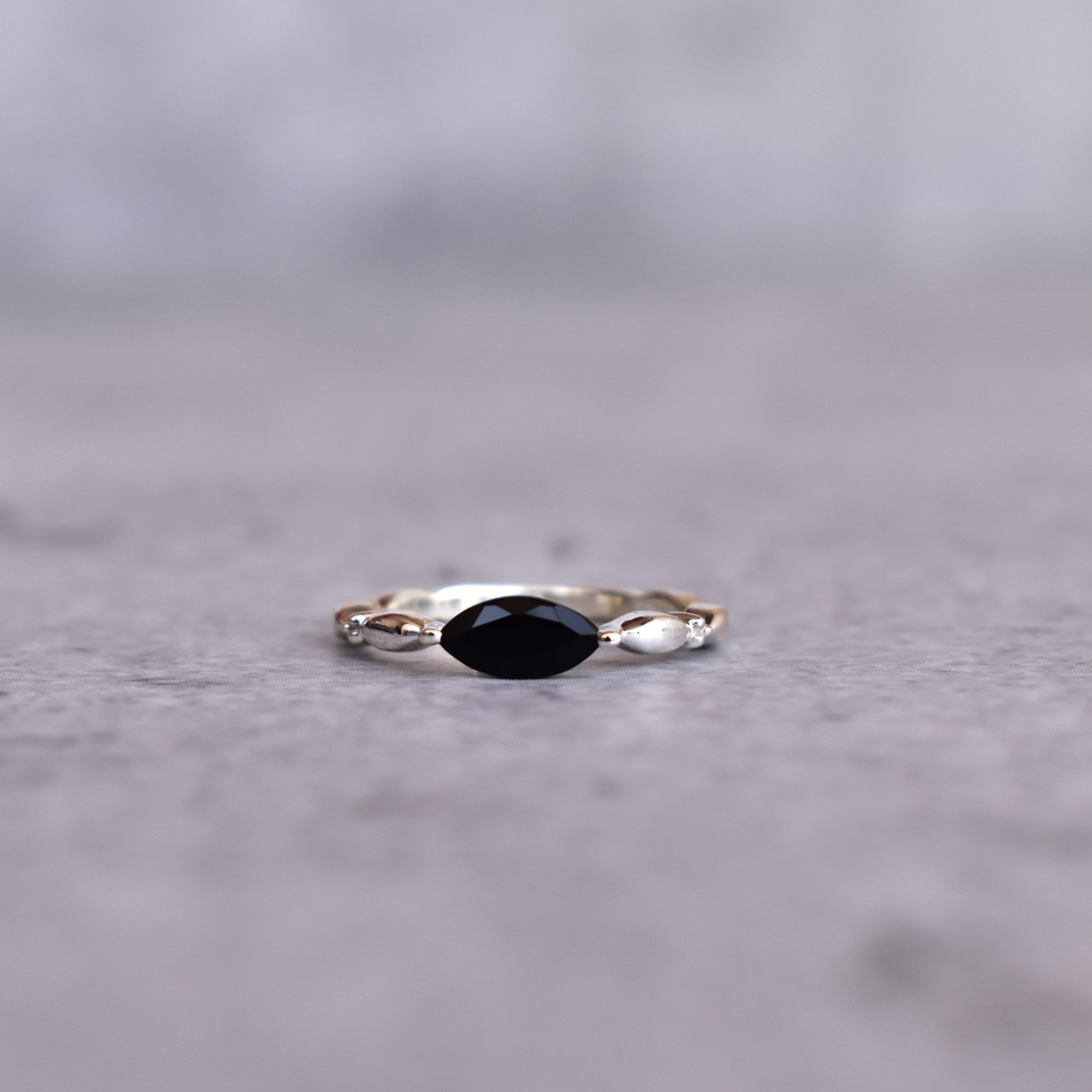 Dainty Whispers - Black Onyx Ring -