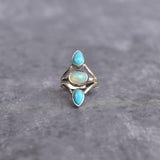 Double Delight - Opal and turquoise Ring