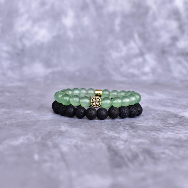 Dual Elemental - Green Aventurine & Lava Beads Bracelet Bracelets