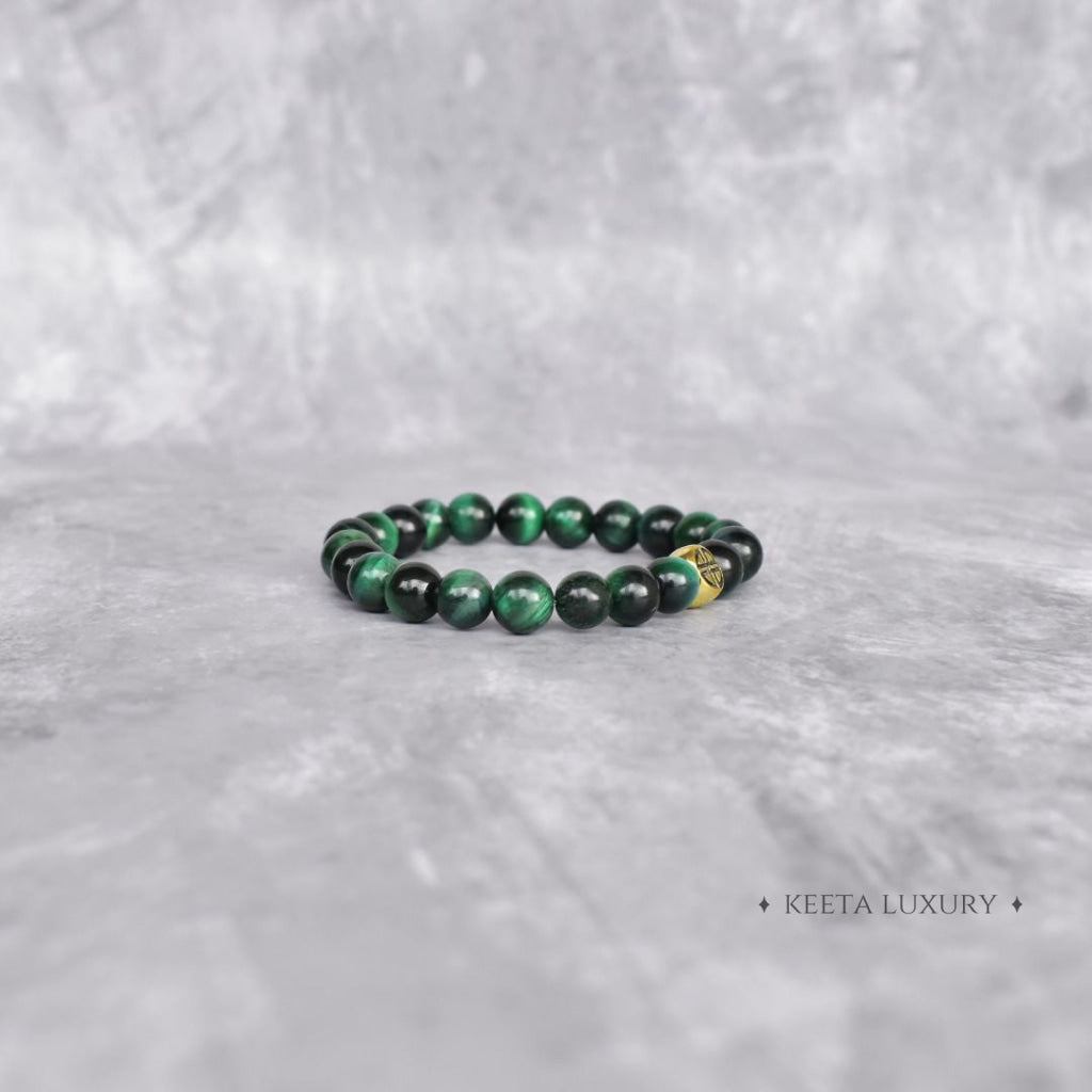 Dual Elemental - Green Tiger’s Eye & Lava Beads Bracelets Bracelets