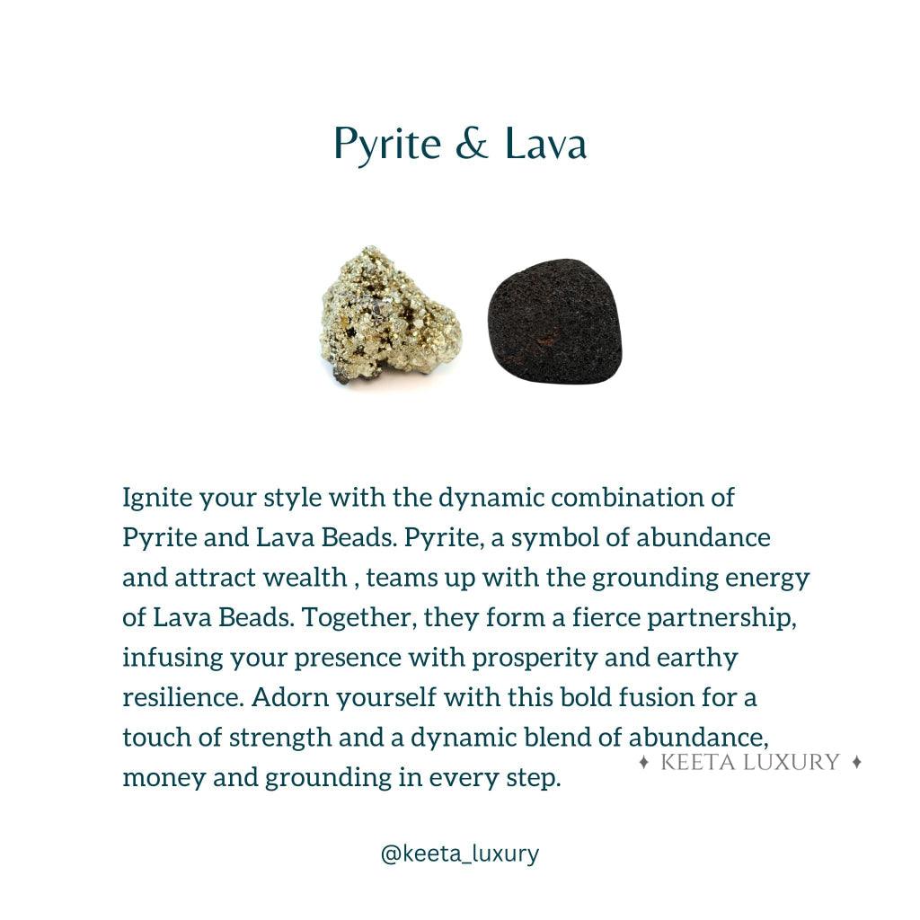 Dual Elemental - Pyrite & Lava Bead Bracelet -