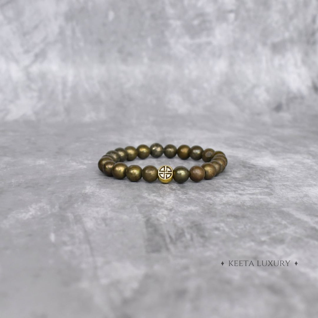 Dual Elemental - Pyrite & Lava Bead Bracelet For Men / Only Bracelets