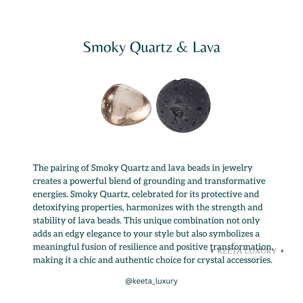 Dual Elemental - Smoky Quartz & Lava Beads Bracelet -