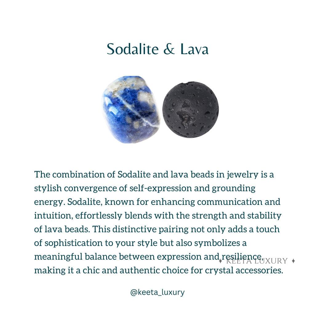 Dual Elemental - Sodalite & Lava Bead Bracelet -
