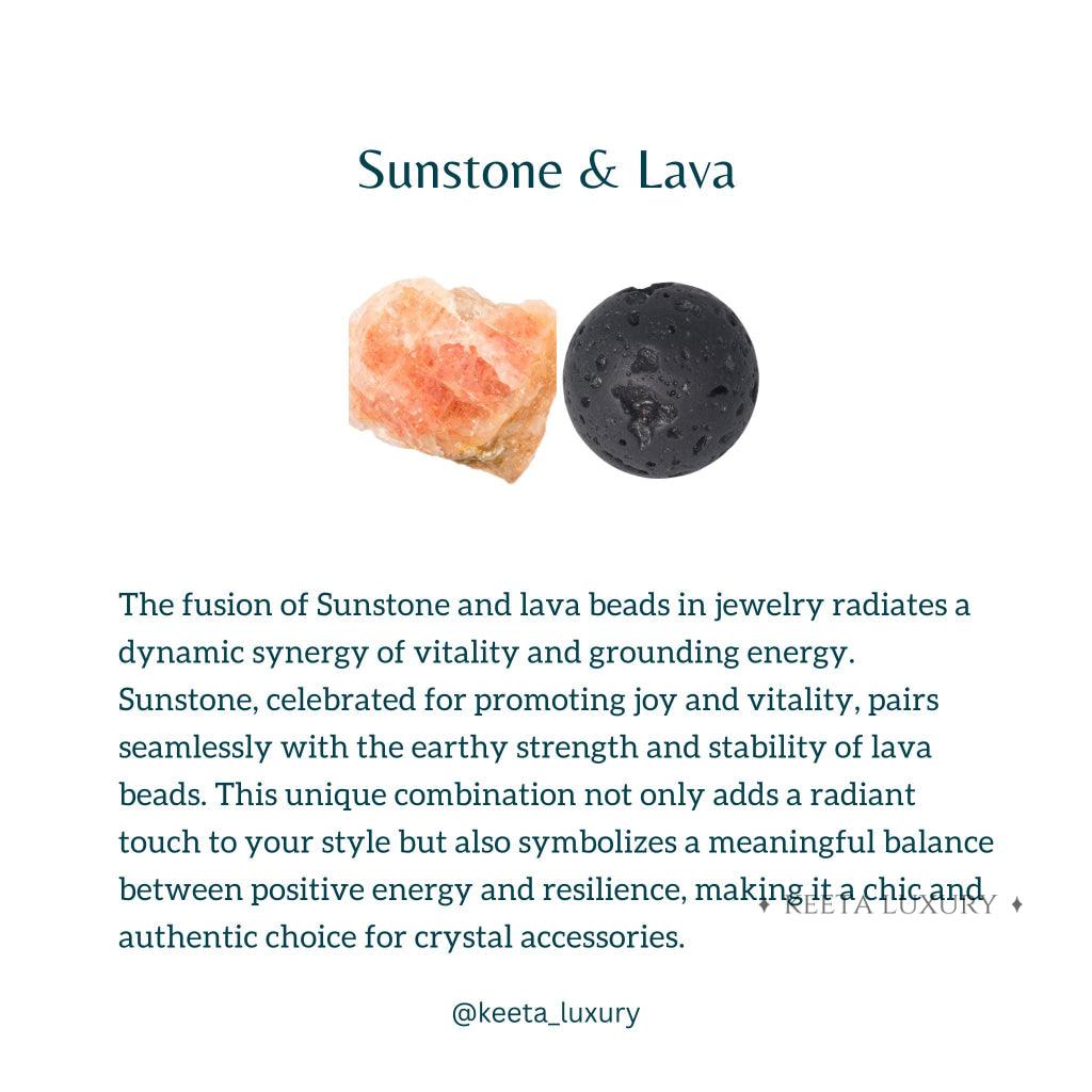 Dual Elemental - Sunstone & Lava Bead Bracelet -