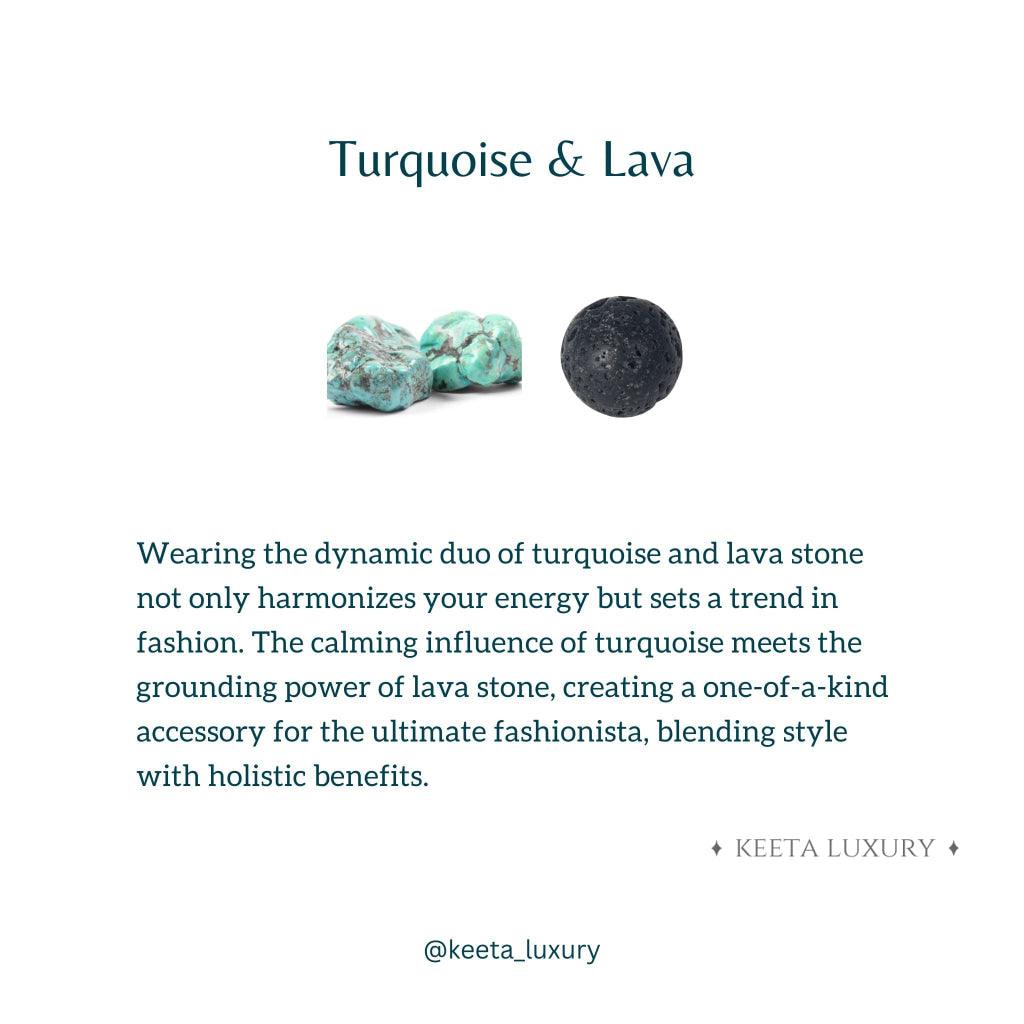 Dual Elemental - Turquoise & Lava Beads Bracelet -