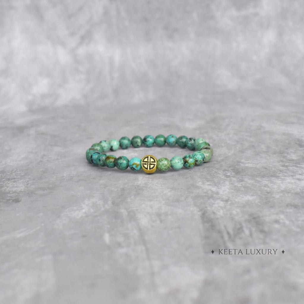 Dual Elemental - Turquoise & Lava Beads Bracelet For Men / Only Bracelets