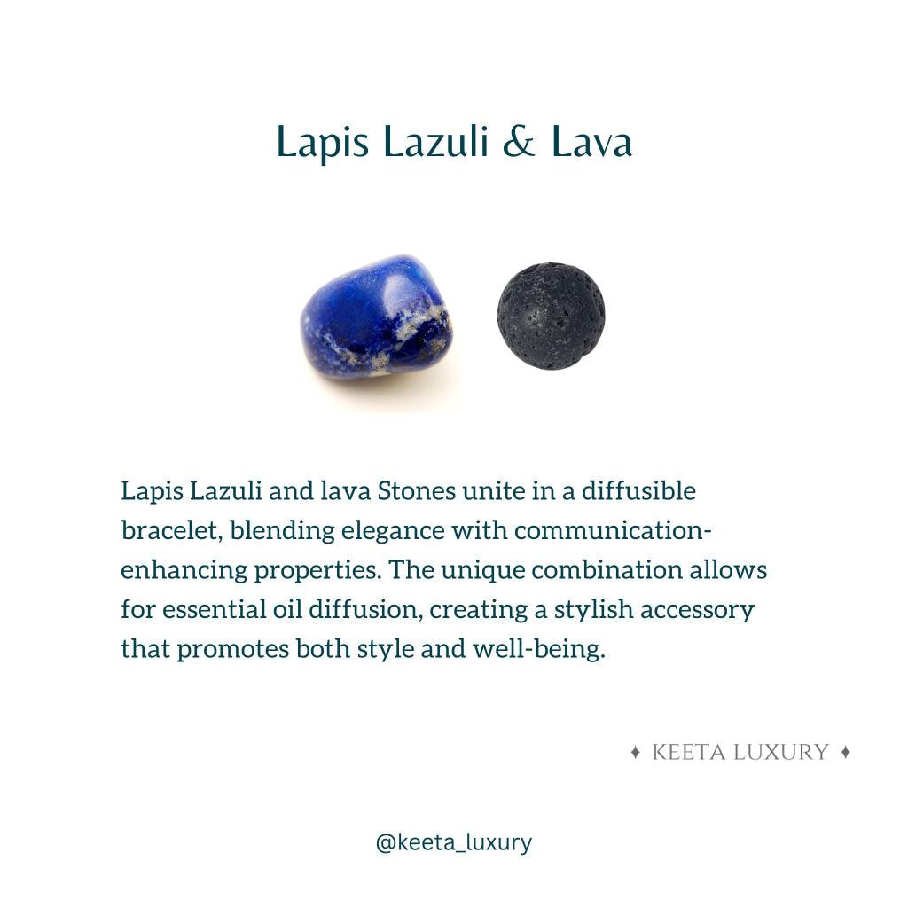 Dual Gaze - Lapis Lazuli & Lava Bead Bracelet -