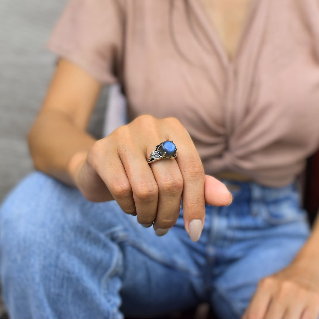 Earthy Leaf - Labradorite Ring Rings