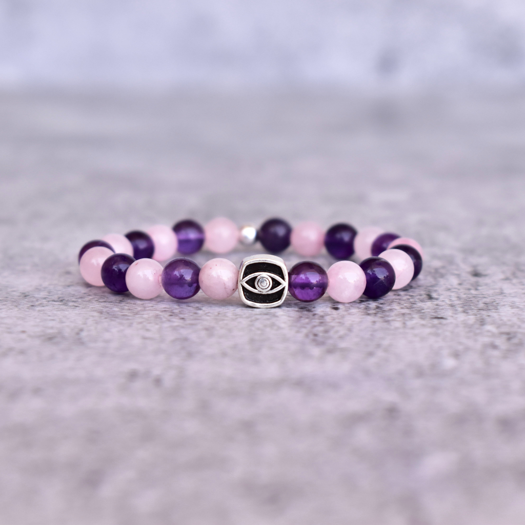 Enchanted Eye - Rose Quartz & Amethyst Bracelets -