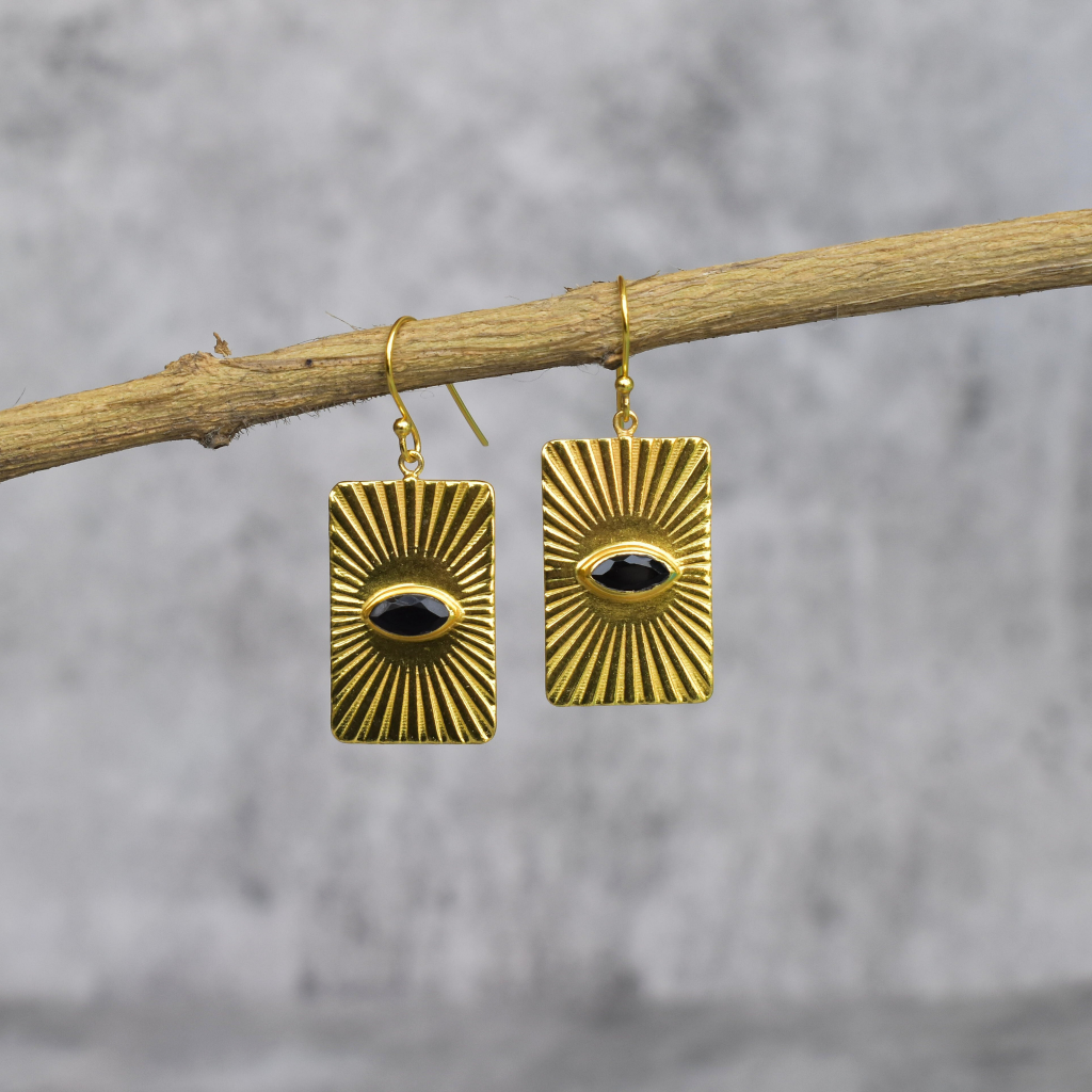 Evil Eye - Black Onyx Earrings -