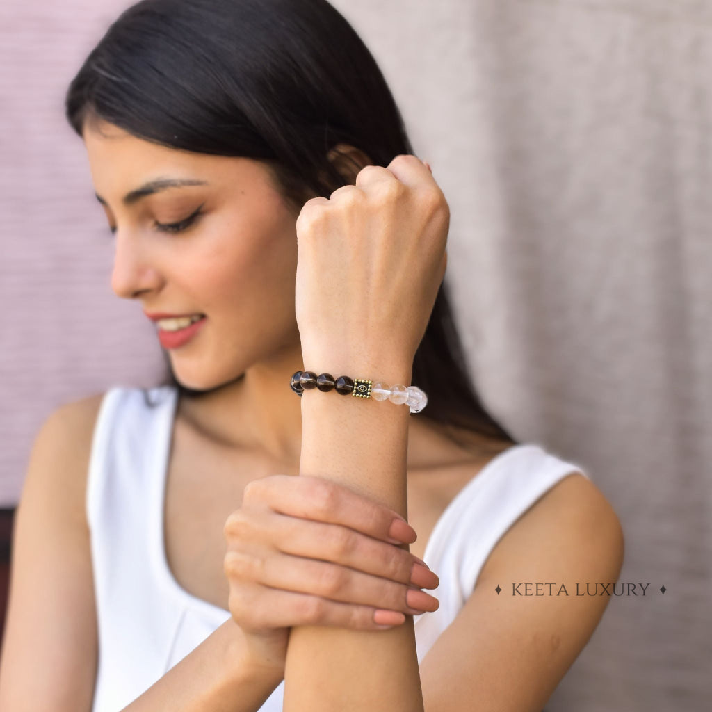 Eye Gaze - Smoky Quartz & Clear Bracelet For Women Bracelets