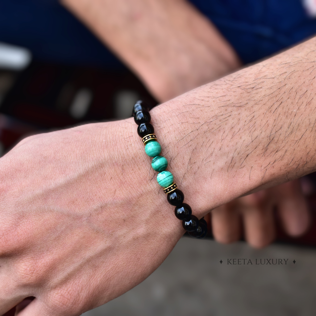 Flourish - Malachite and Onyx Bead Bracelet -