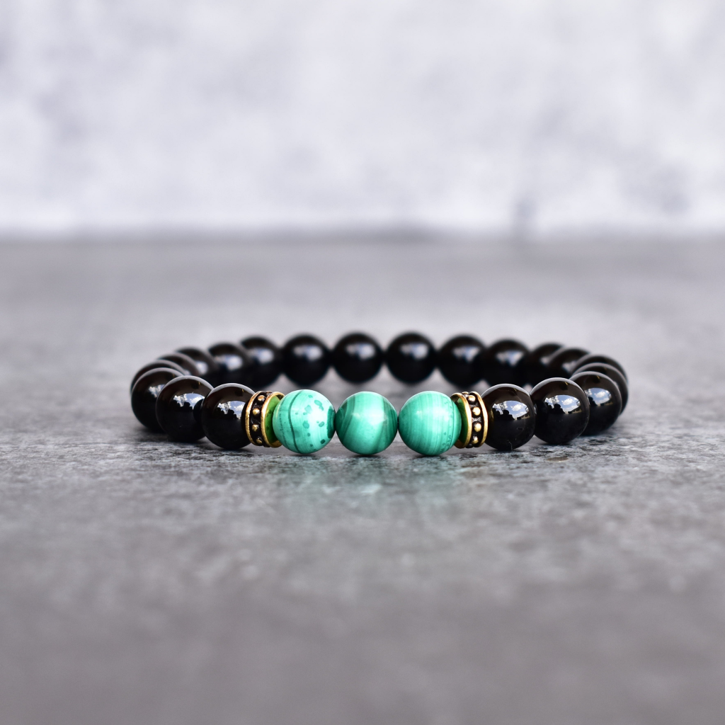 Flourish - Malachite and Onyx Bead Bracelet -