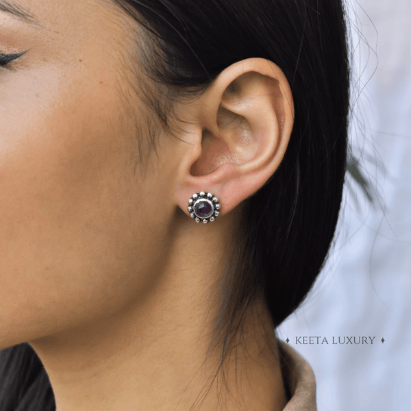 Flower Child - Amethyst Stud Earrings