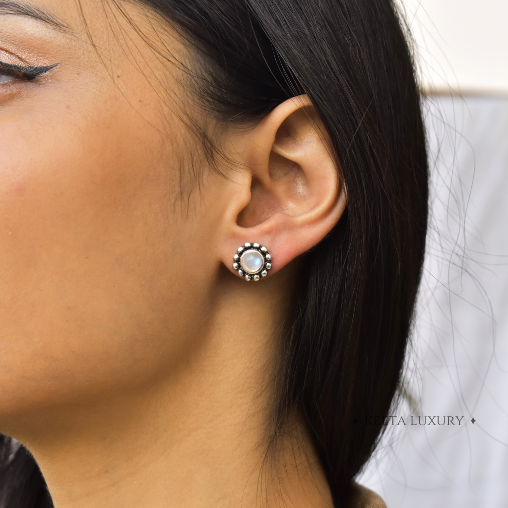 Flower Child - Moonstone Studs -