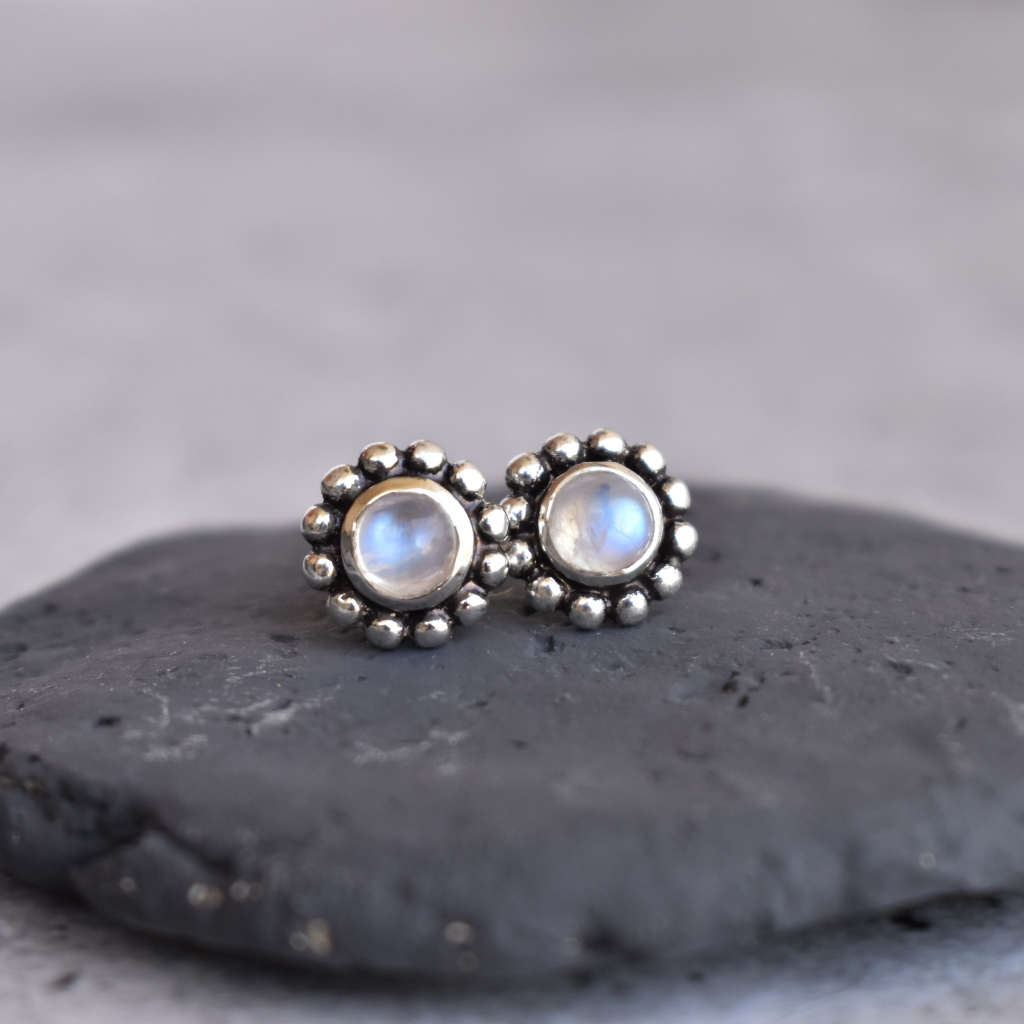 Flower Child - Moonstone Studs -
