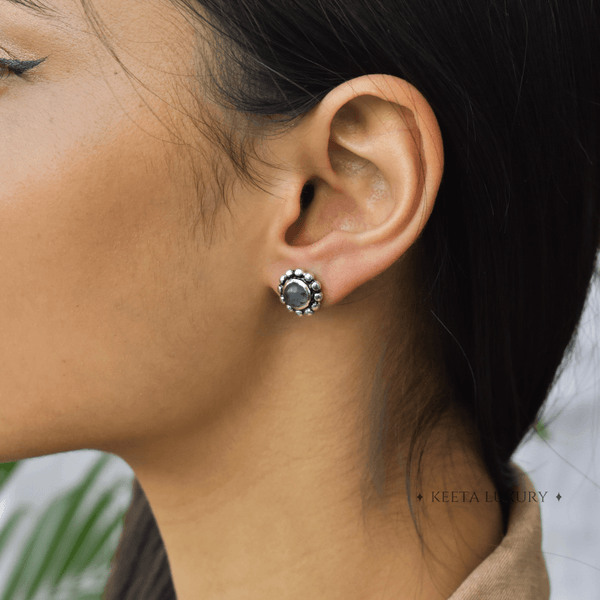 Flower Child - Moss Agate Studs Earrings