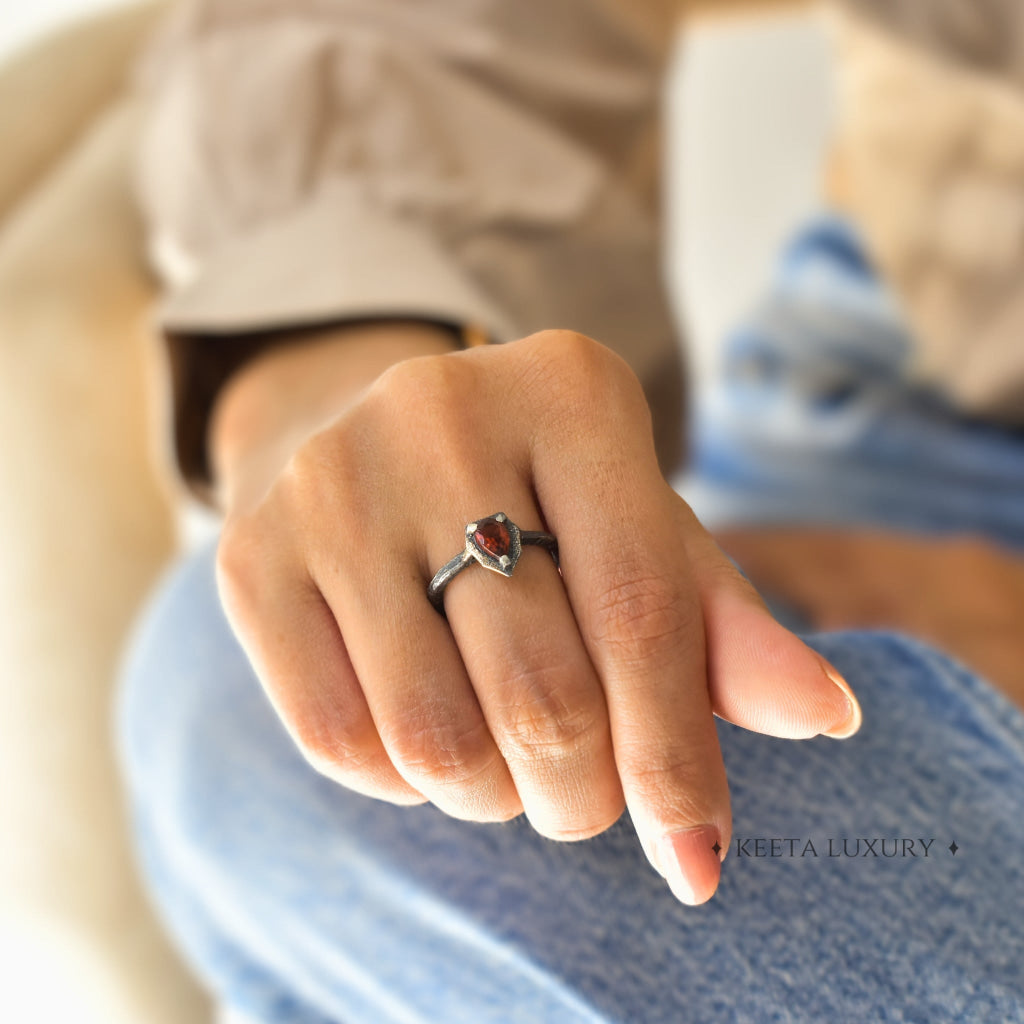 Forest Heart - Garnet Ring Rings