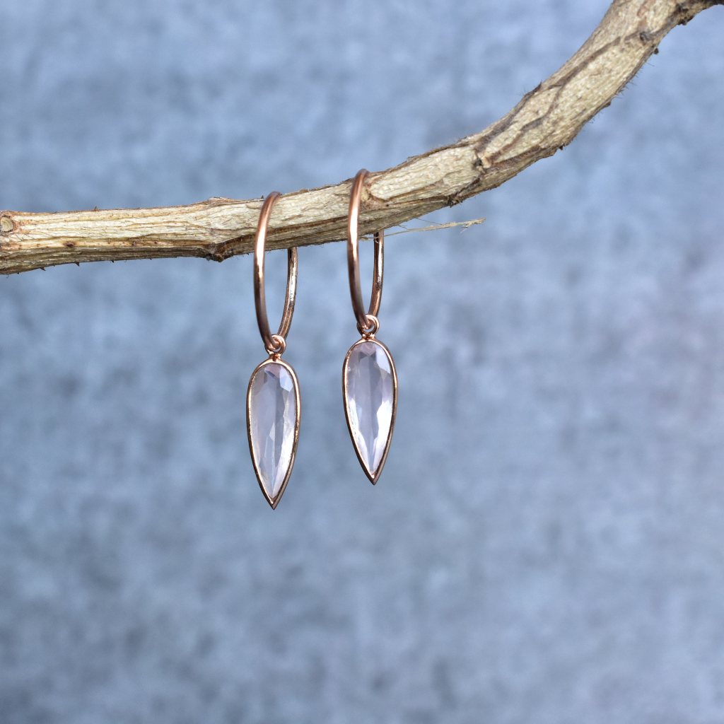 Glacier - Rose Quartz Earrings -
