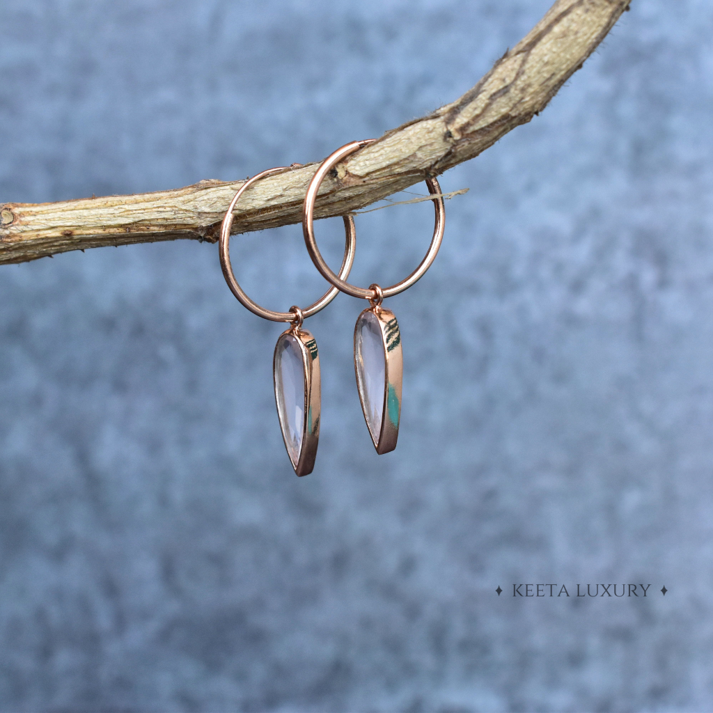 Glacier - Rose Quartz Earrings -