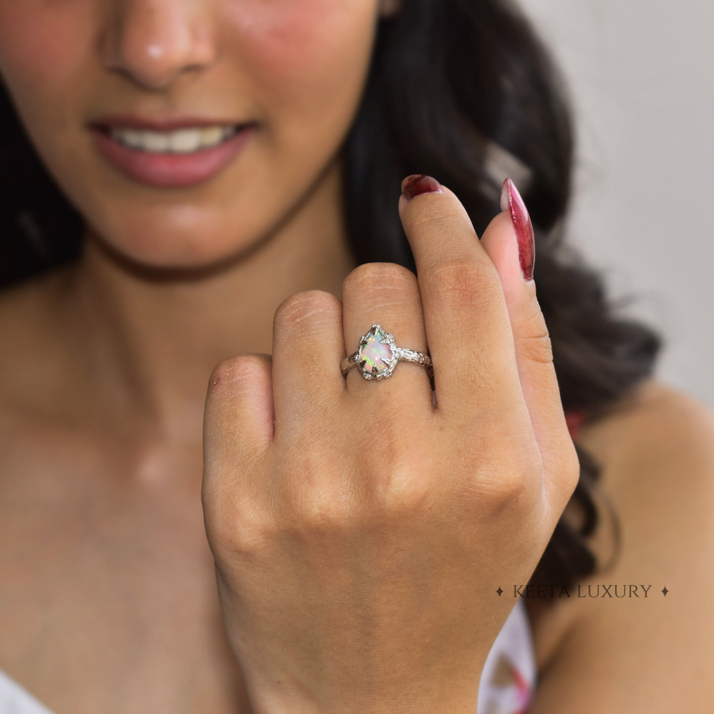 Glimmering Cascade - Opal Nature Ring -