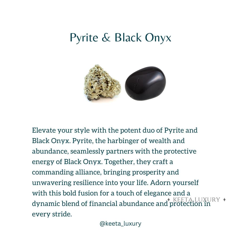 Golden Eclipse - Pyrite & Onyx Bead Bracelet -