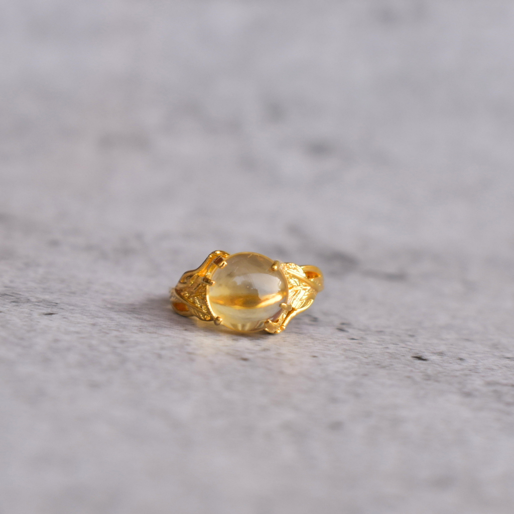 Golden Leaf - Twig Citrine Ring -