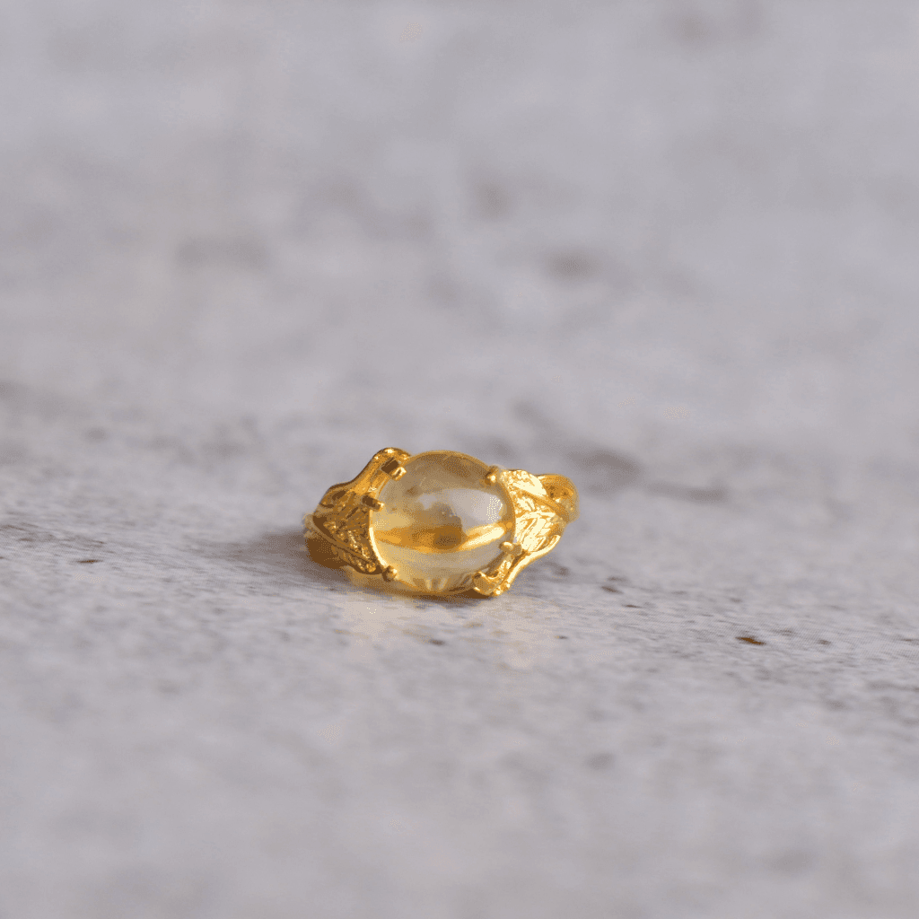 Golden Leaf - Twig Citrine Ring -