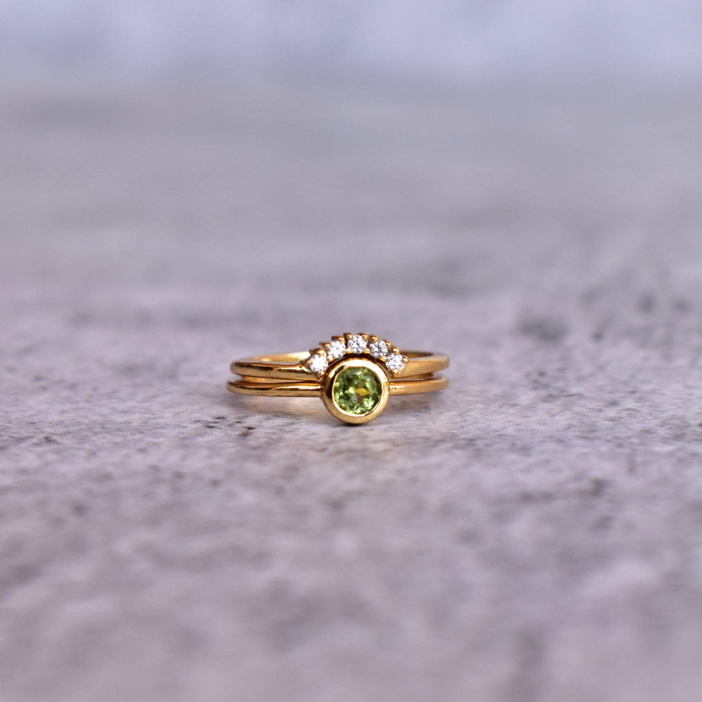Golden Radiance - Peridot Stacking Ring Set -