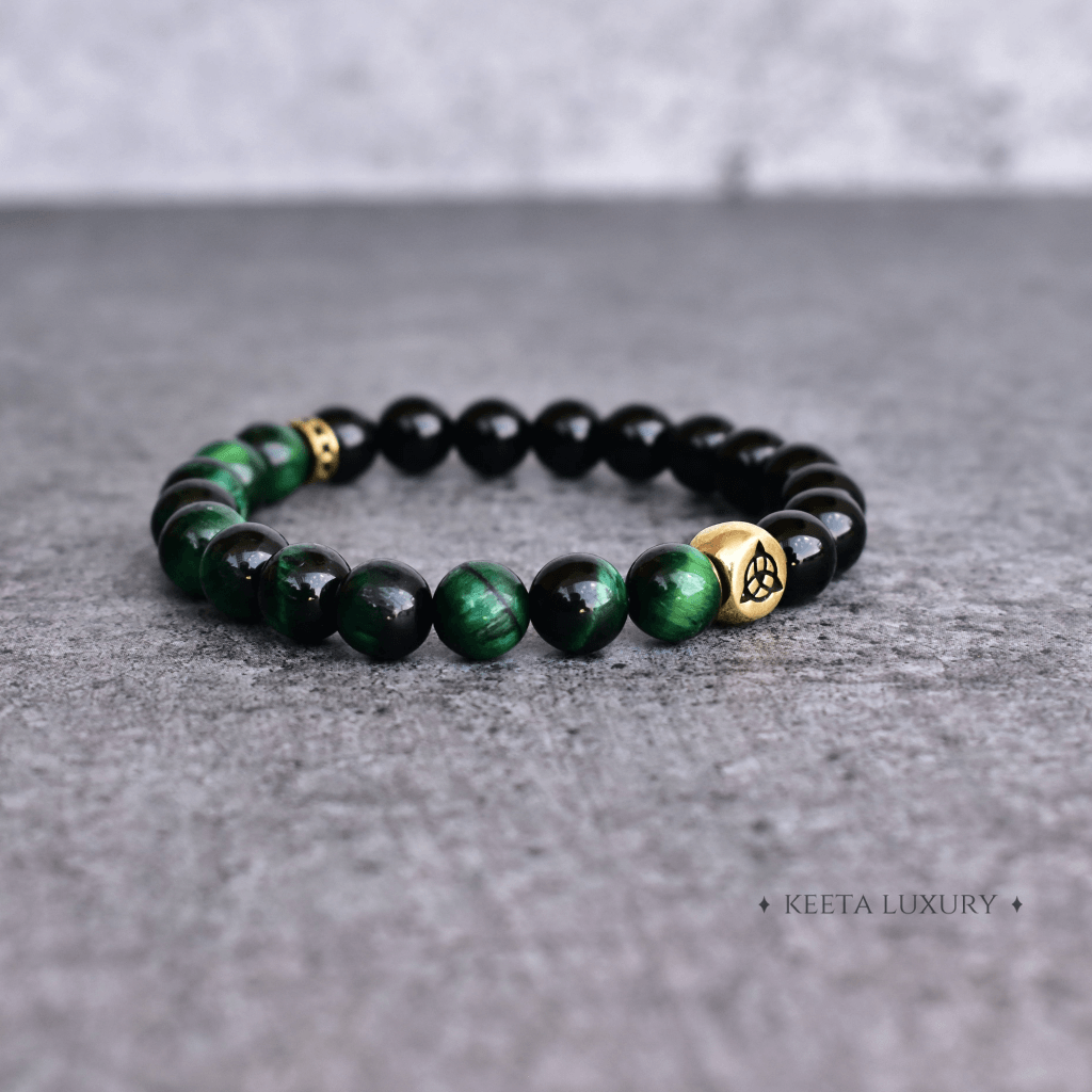 Green Affluence - Black Onyx And Green Tiger Eye Bracelets -