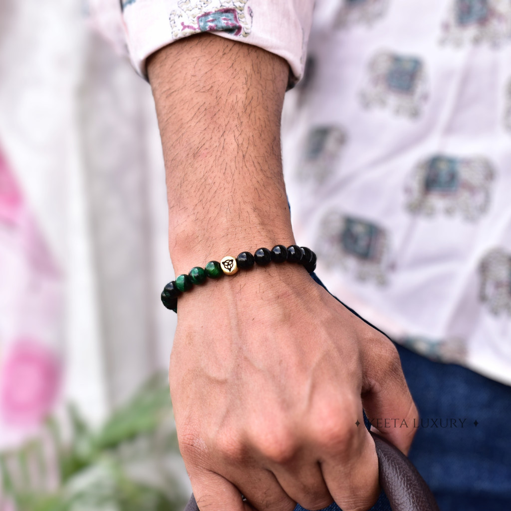 Green Affluence - Black Onyx And Green Tiger Eye Bracelets -