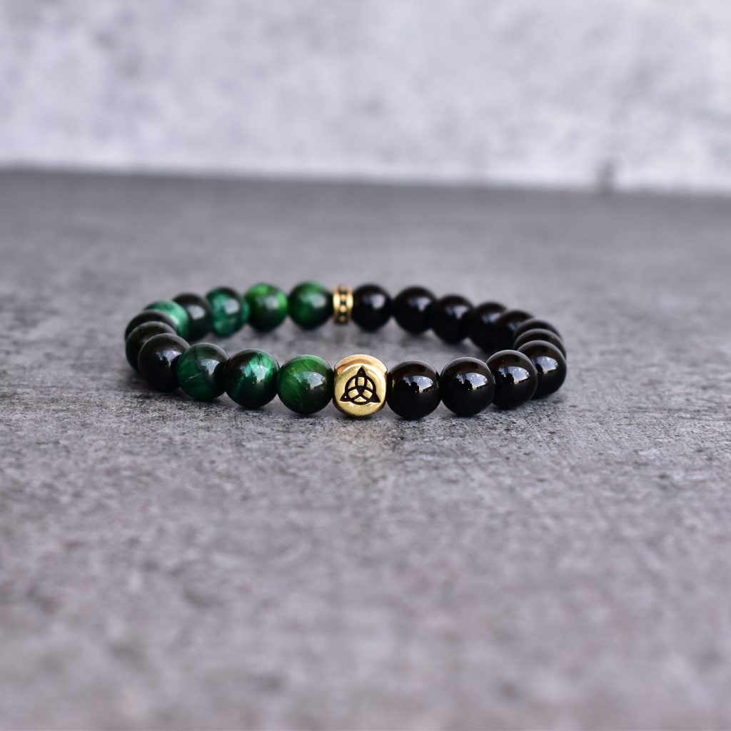 Green Affluence - Black Onyx And Green Tiger Eye Bracelets -