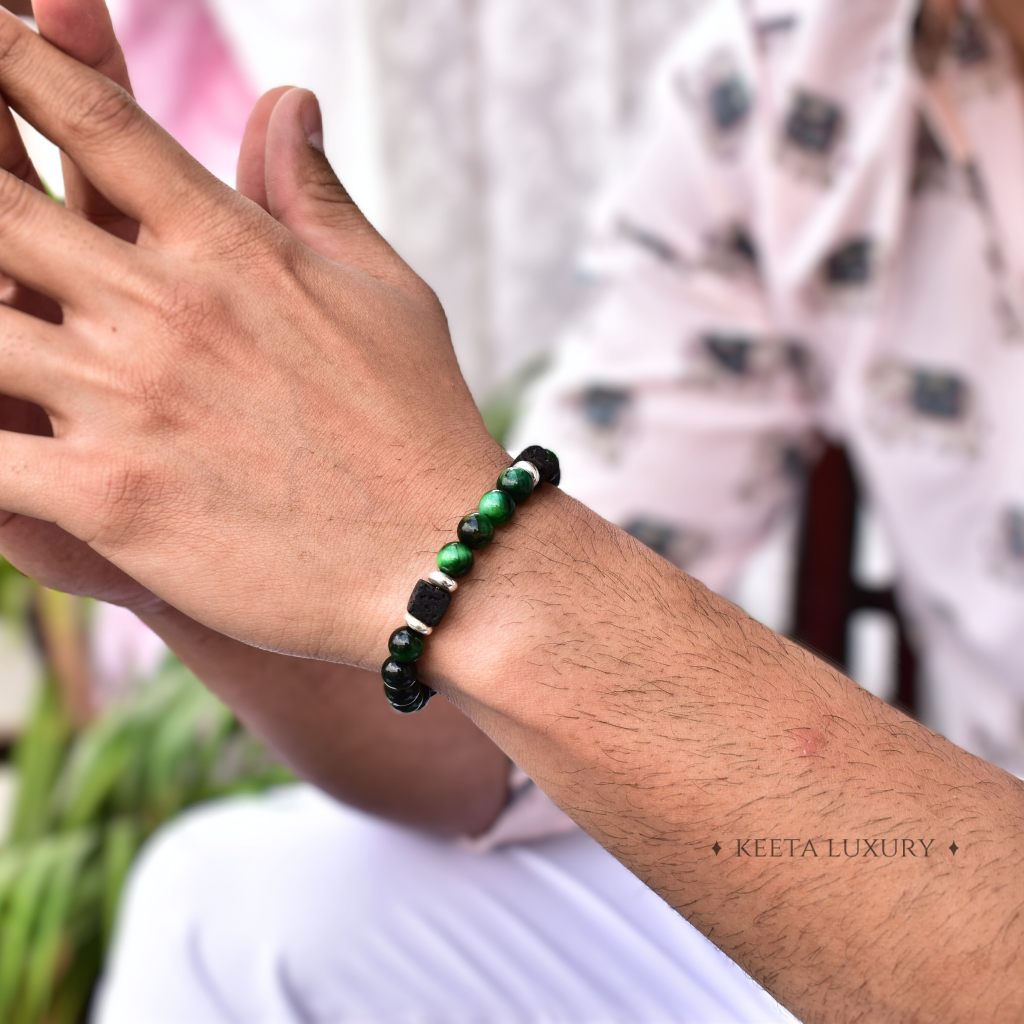 Green Generation- Tiger Eye and Lava Bracelet -