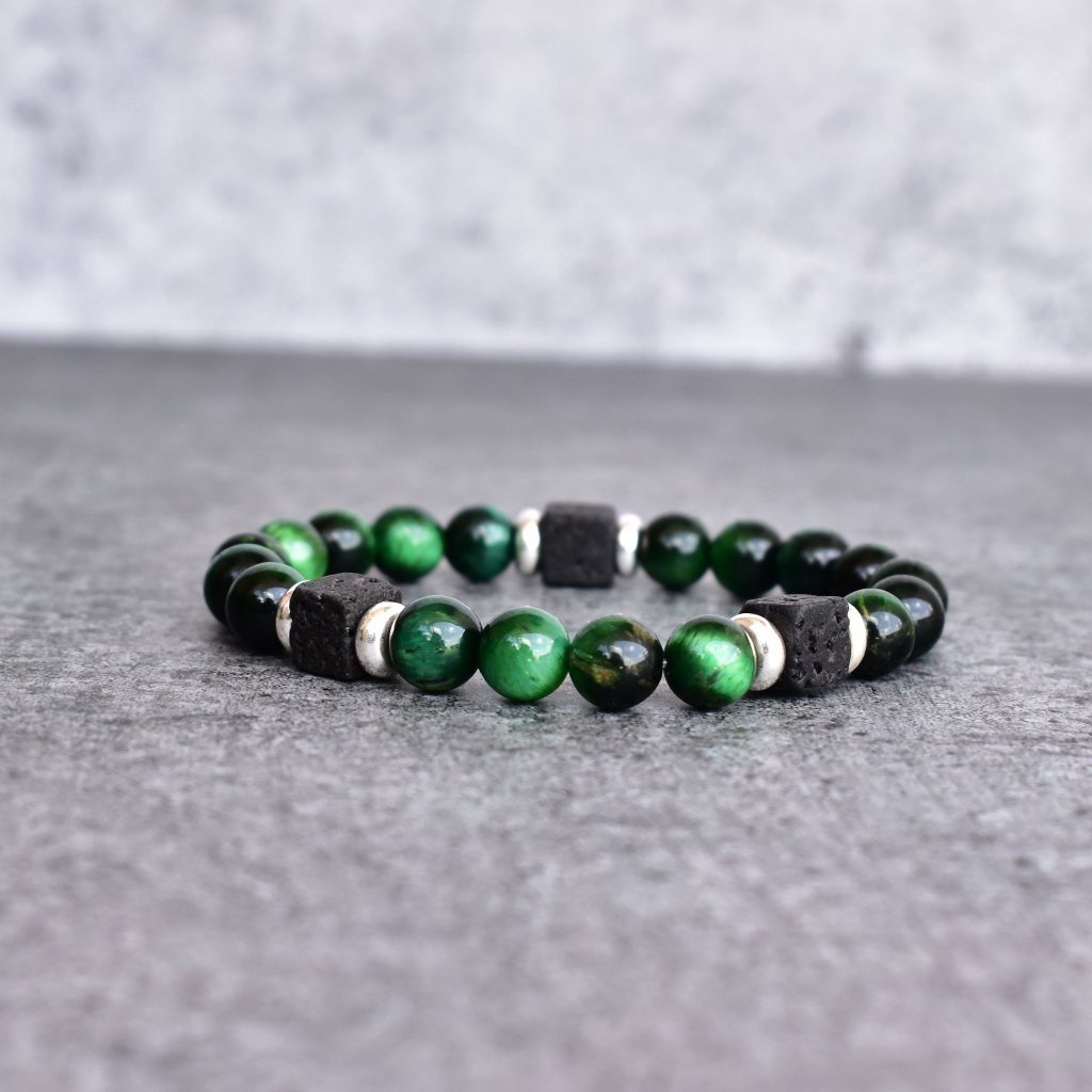Green Generation- Tiger Eye and Lava Bracelet -