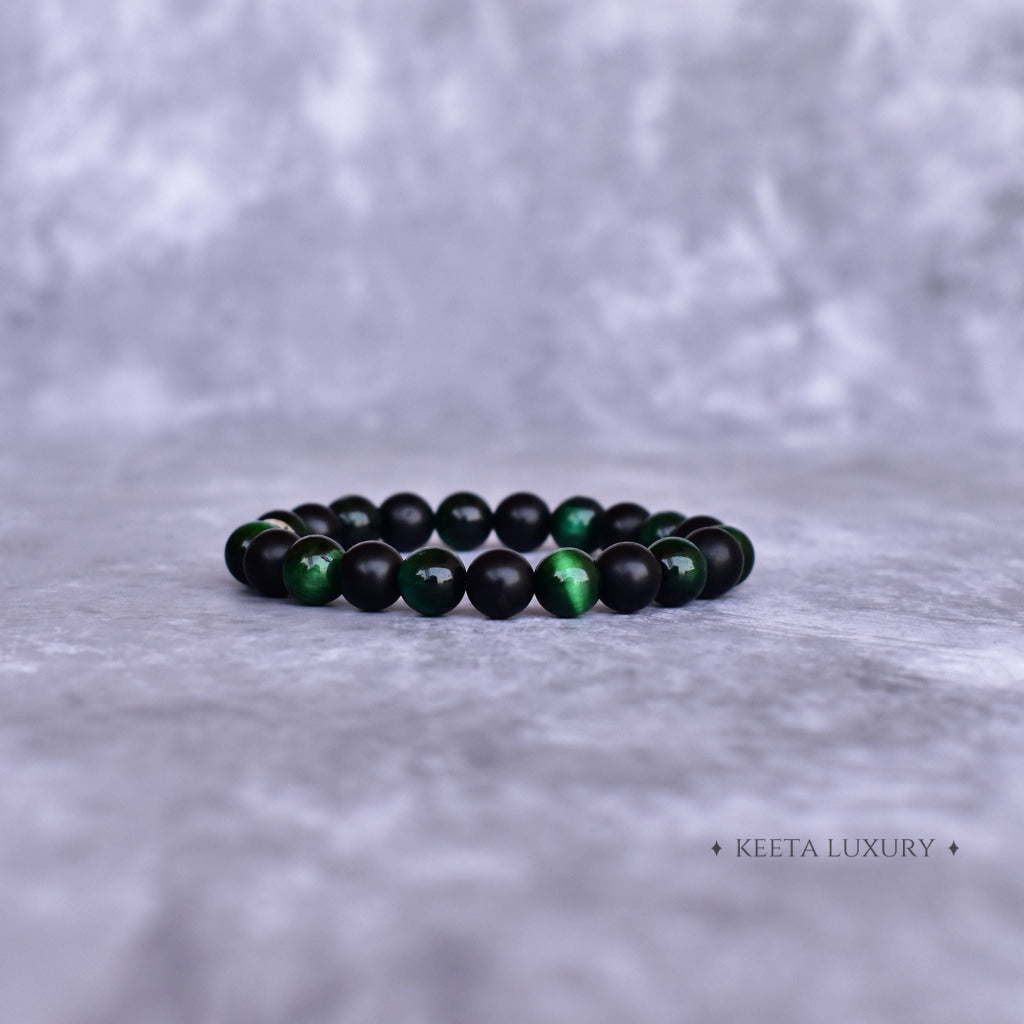 Green Harmony - Tiger's Eye & Black Onyx Bracelet -