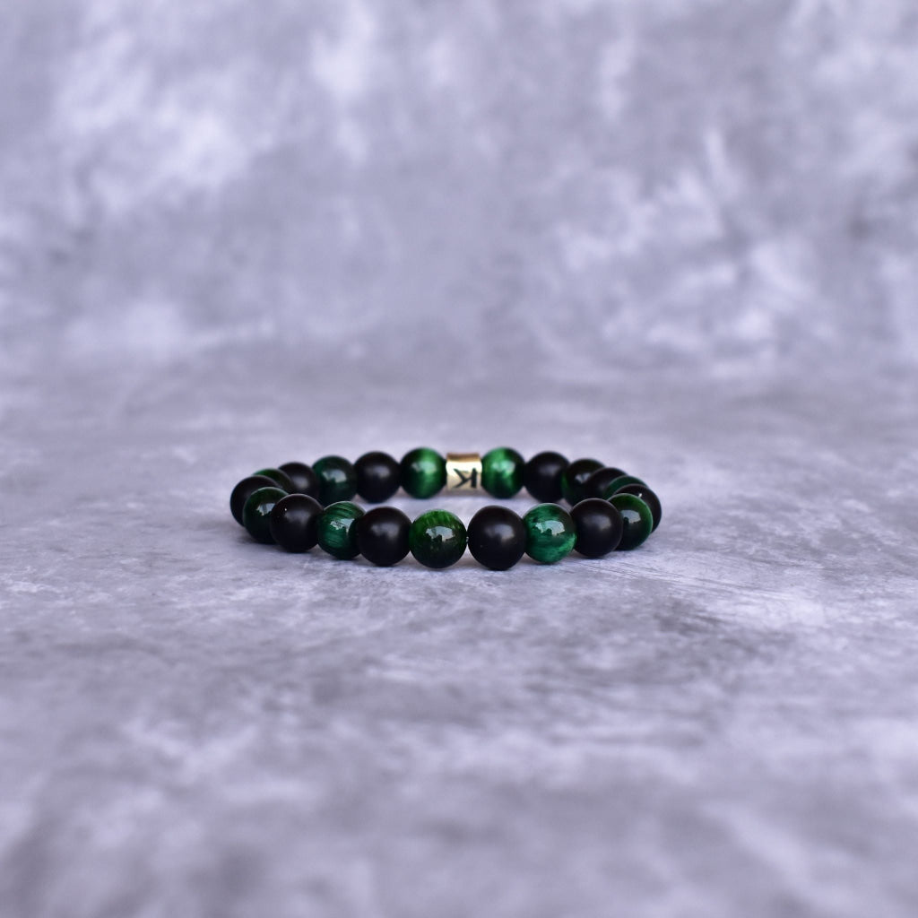 Green Harmony - Tiger's Eye & Black Onyx Bracelet -