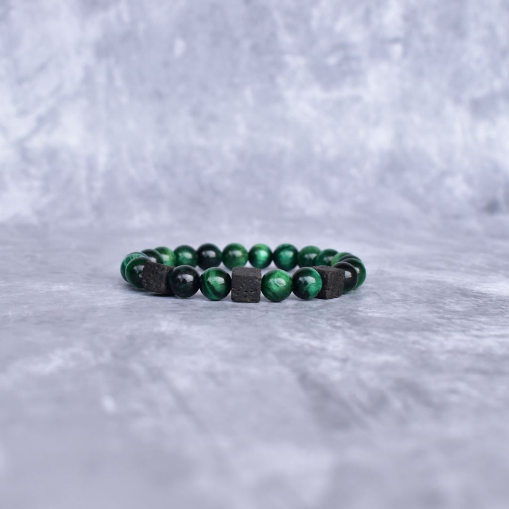 Green Treasure - Tiger Eye And Lava Bracelet Bracelets