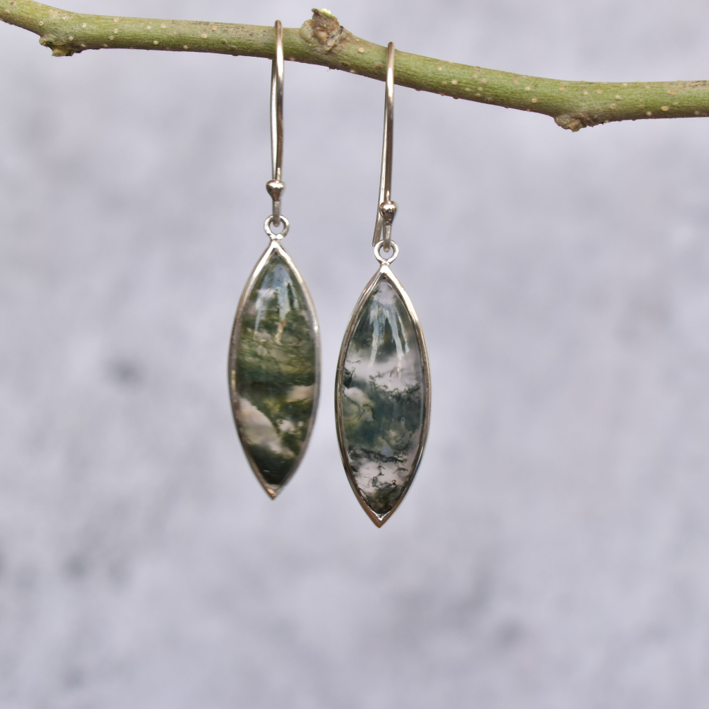 Greenery - Moss Agate Earrings -