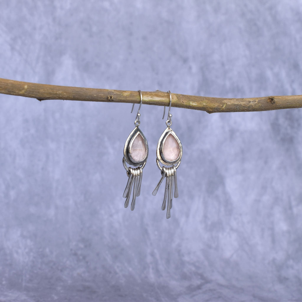 Gypsy Tears - Rose Quartz Earrings -