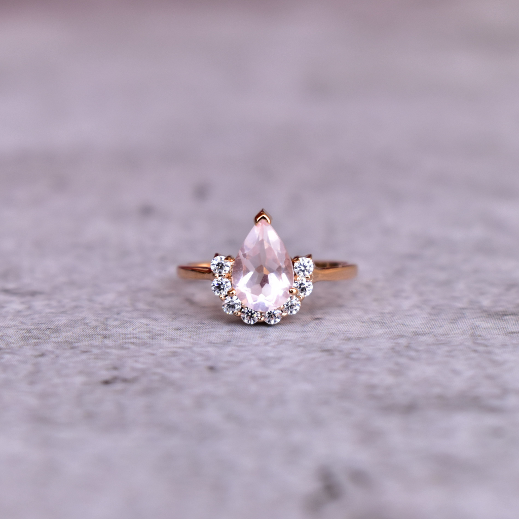 Half Halo - Rose Quartz Ring -