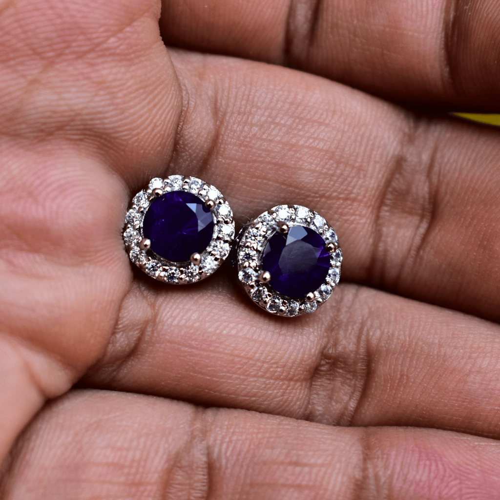 Halo Bridal - Amethyst Earrings -