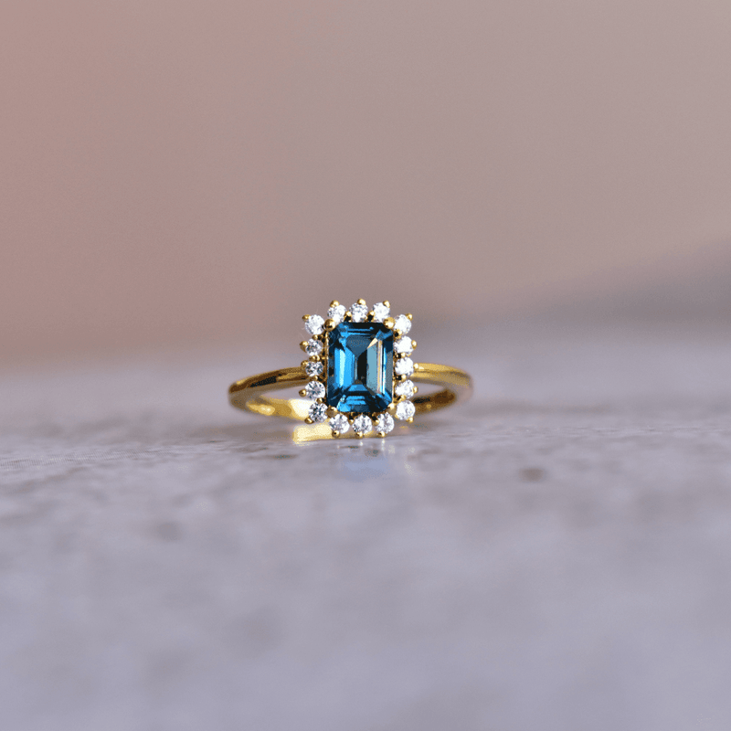Halo Sparkle - Blue Topaz Ring