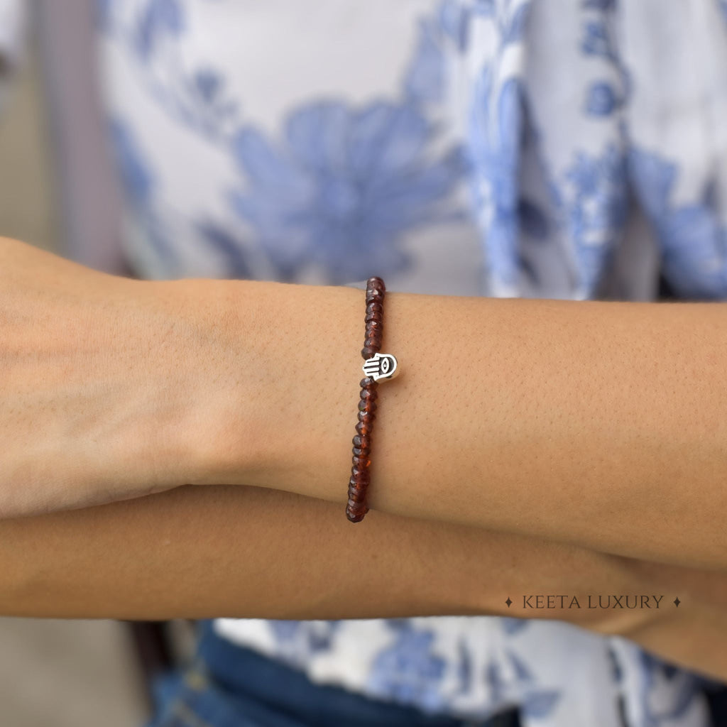 Hamsa Harmony - Garnet Bracelet -