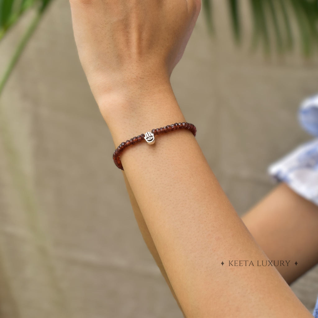Hamsa Harmony - Garnet Bracelet -