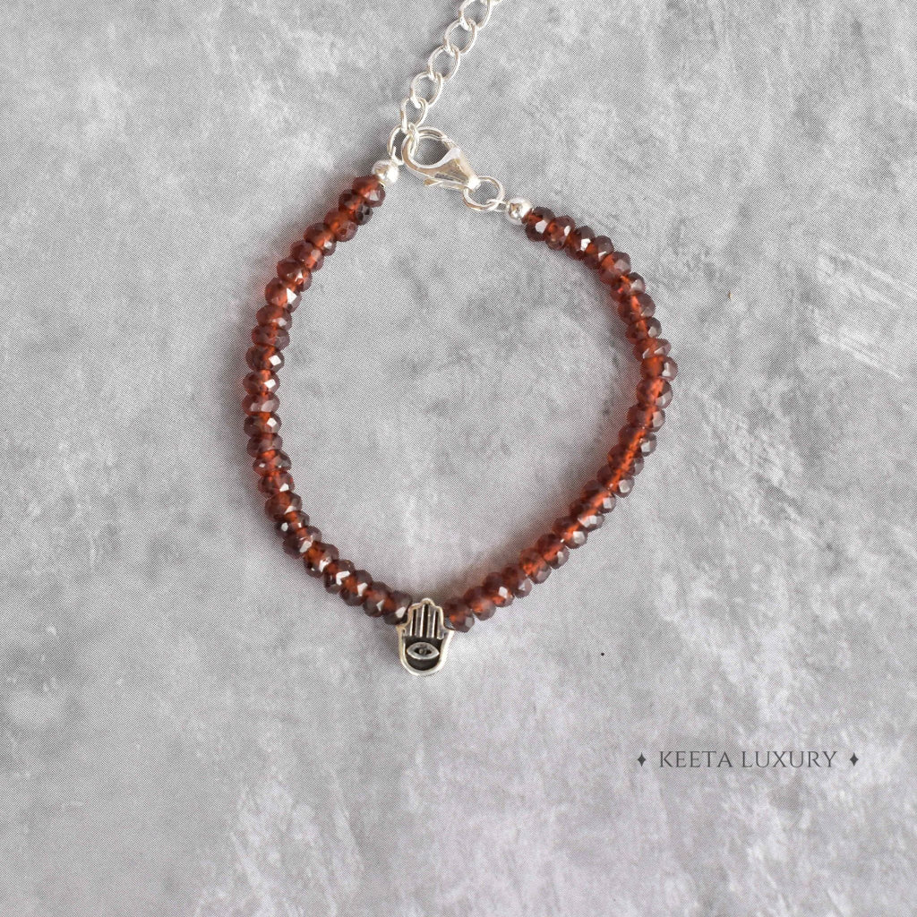 Hamsa Harmony - Garnet Bracelet -
