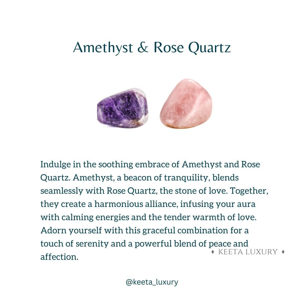Hamsa Om - Rose Quartz & Amethyst Bracelets -