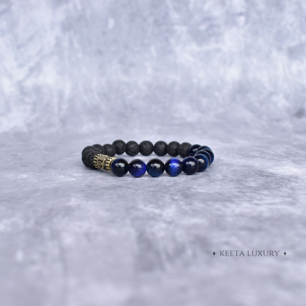 Hamsa Protection - Blue Tiger’s Eye & Lava Bracelets Bracelets