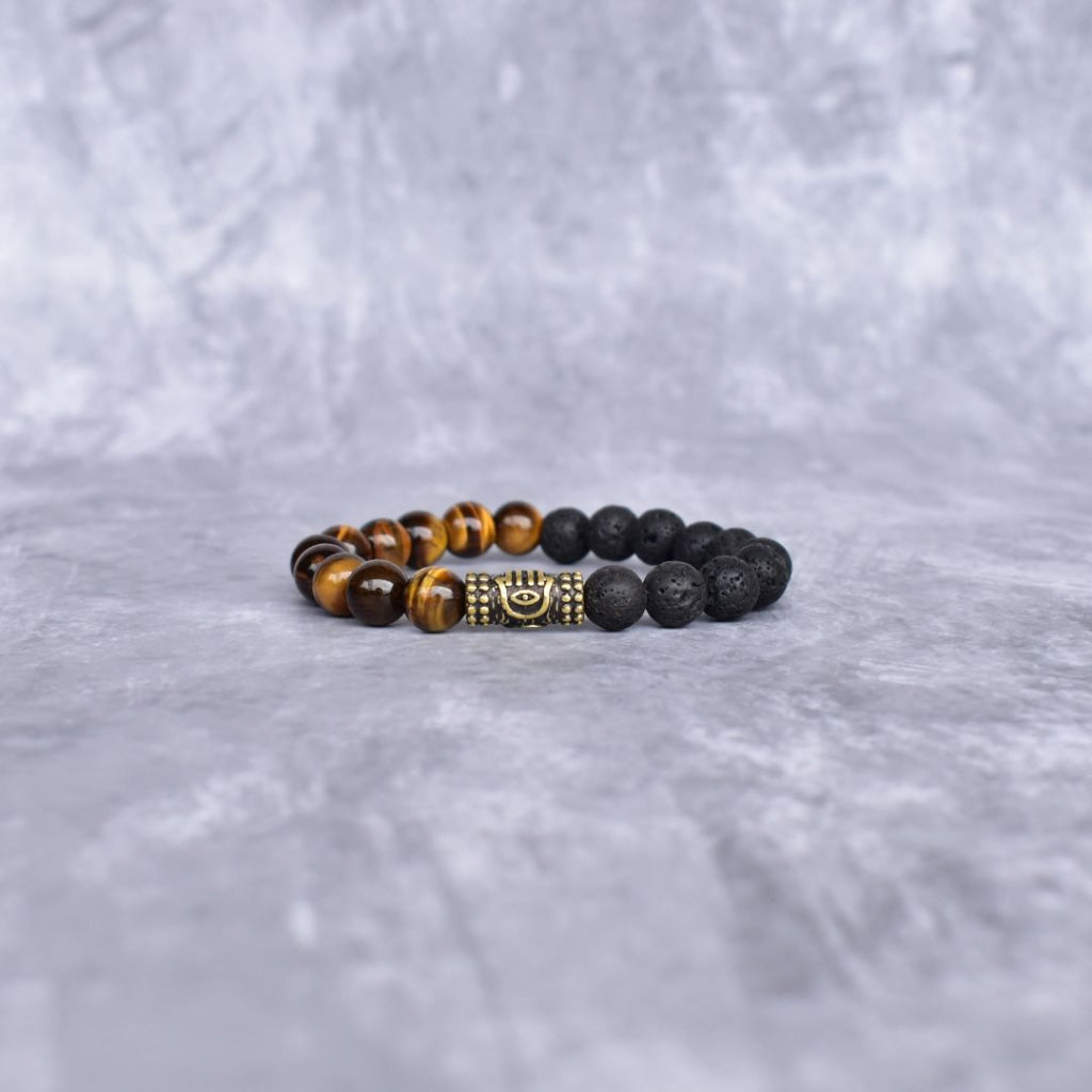 Hamsa Protection - Tiger’s Eye & Lava Bracelets Bracelets