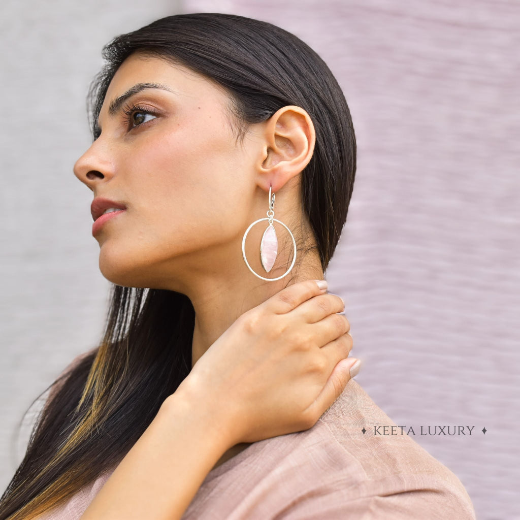 Hoop Glimmers - Rose Quartz Earrings